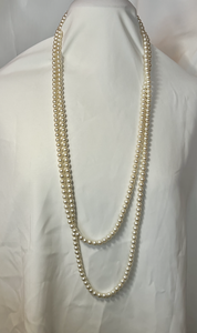 Very long champagne 7mm pearl necklace RENTAL