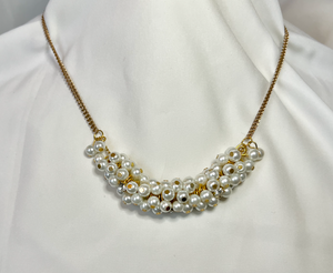 Long pearl clusters on doubled flat chain necklace RENTAL