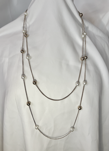 Double strand chain natural & gold pearls necklace RENTAL