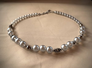 Lovely glass necklace with translucent silver beads & silver RENTAL