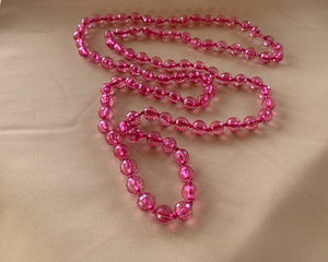 Sparkling bright pink necklace 10mm acrylic bead spaced w/knots RENTAL