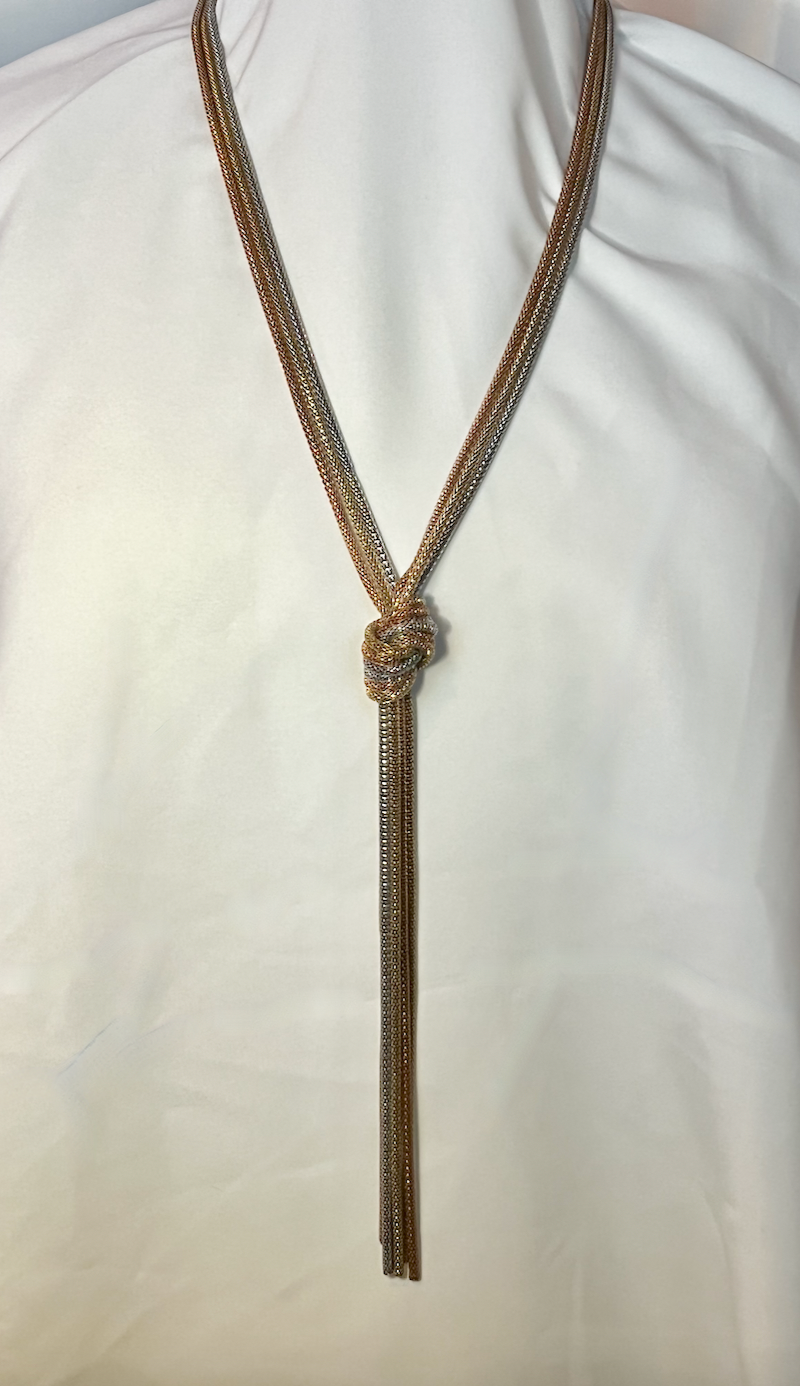 Gold copper silver round snake chains knot tassel necklace RENTAL