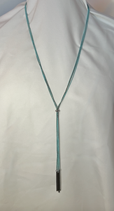 Blue chain necklace with 6" tassel RENTAL