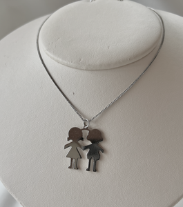 1980's boy & girl silver pendant silver chain necklace RENTAL