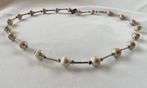 Pearl and long silver beads on 16" choker RENTAL