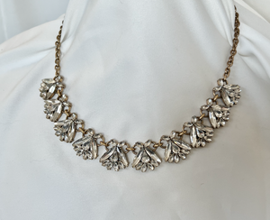 J Crew rhinestone choker w/10 flowers on gold chain necklace RENTAL