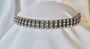 Choker w/3 rows 3mm faux diamonds 12" RENTAL