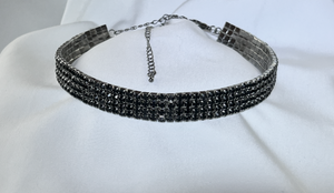 Lovely 4 layer black rhinestone traditional choker RENTAL