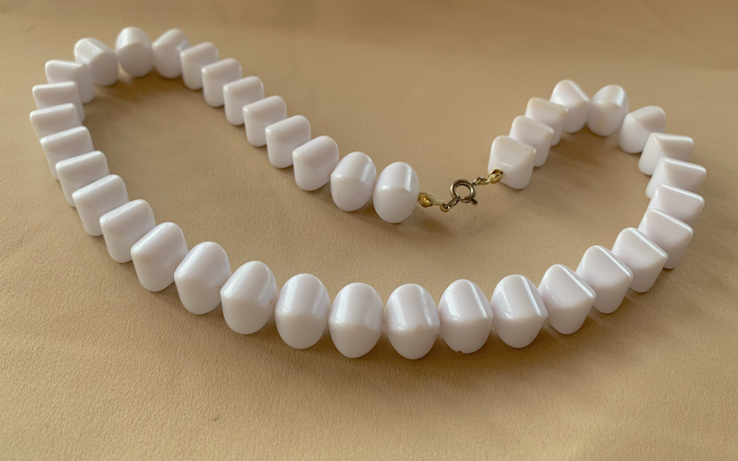 Gorgeous vintage angular camera white bead necklace RENTAL