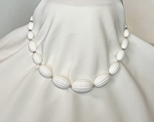 Vintage graduated bead necklace with oval textured beads RENTAL