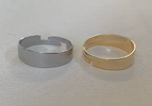 Tapered Adjustable Gold Flat Wedding Band ring RENTAL