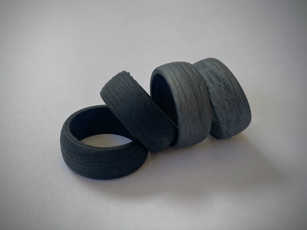 Silicone Wide Textured Band Black & Silver ring RENTAL