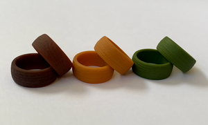 Silicone Wide Textured Band Green Brown Umber ring RENTAL