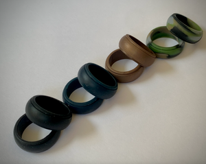 Silicone Wedding Band Bronze Navy Coffee mottled green ring RENTAL