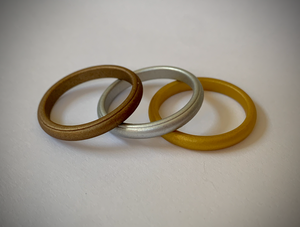 Silicone Narrow Metallic Silver, Gold, Copper Band ring RENTAL