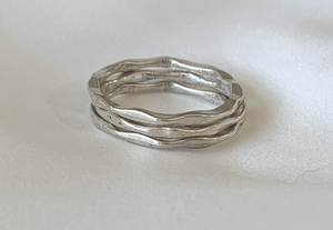 Stack of 3 Silver Wavy Narrow Band rings RENTAL