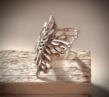 Load image into Gallery viewer, Tall Silver Butterfly Wing Ring RENTAL
