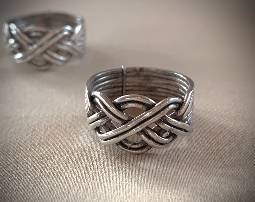 Wide Celtic Knot Stacked Silver Ring RENTAL