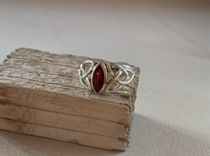 Celtic Knot with Brown Stone Silver Ring RENTAL