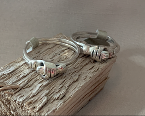 Holding Hands Ring Stacked Intertwined on Silver Band RENTAL