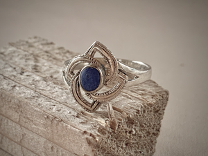 Sterling Silver and Royal Blue on Irish Design Ring RENTAL