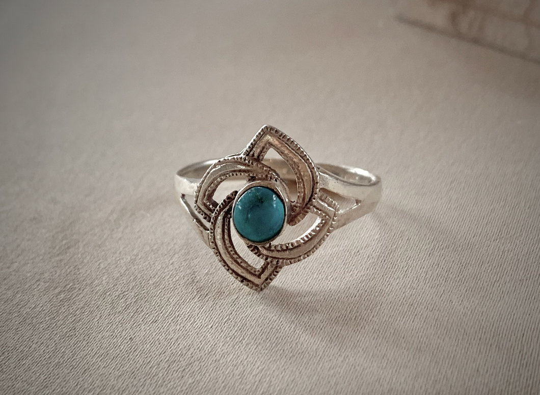 Sterling Silver and Turquoise on Irish Design Ring RENTAL