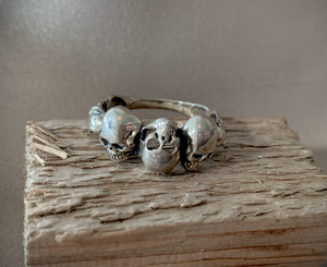 Three Skull Silver Ring RENTAL