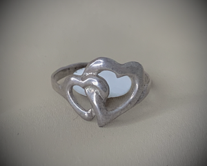 Two Linked Silver Heart Ring RENTAL