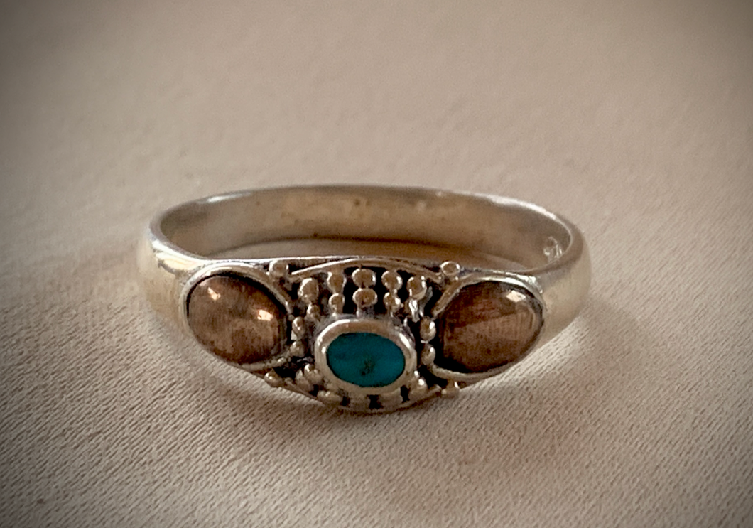 Silver Ring w/Turquoise & Copper RENTAL