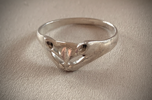 Gorgeous Graphic Cat Face on 925 Silver Ring RENTAL