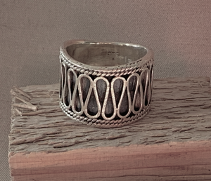 Wide Heavy Graphic Sterling Silver Band RENTAL