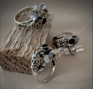 Creepy Alien Crawling w/Crystal 925 Silver Ring RENTAL