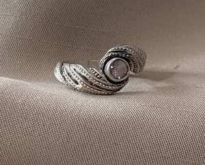 Lovely swirl around this pale pink glass stone silver ring RENTAL