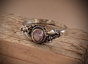 Pale Pink Oval Stone on 925 Silver ring RENTAL