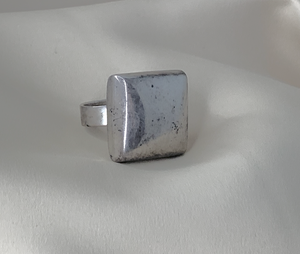 Sophisticated Square 3D Chunky Designer 925 Silver Ring RENTAL