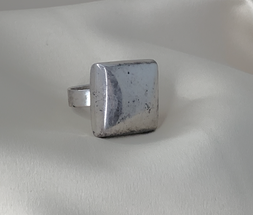 Sophisticated Square 3D Chunky Designer 925 Silver Ring RENTAL