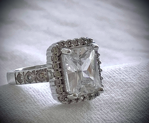 Massive Square Dinner/Engagement Ring Rhinestone Detail RENTAL