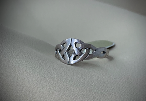 Celtic open angled knot tapered silver ring RENTAL