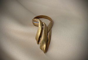 Designer Long Fluid Aged Brass Ring RENTAL