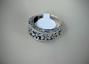 Raised Open Work Sterling Floral Band Ring RENTAL