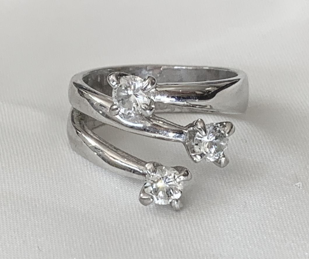 Modern Faux Diamond & White Gold Layered Ring RENTAL