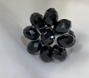 Jet Black 8 Petal Simple Oversized Flower Ring RENTAL