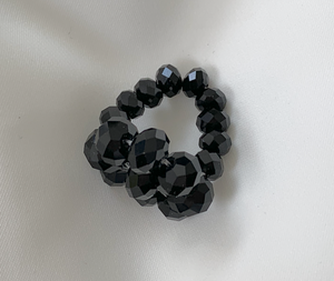 Jet Black 8 Petal Simple Oversized Flower Ring RENTAL