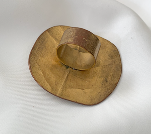 Vintage Oversized Golden Square Leaf Ring RENTAL