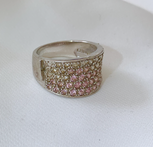 Blush to Silver Layered Rhinestone Pave Ring RENTAL