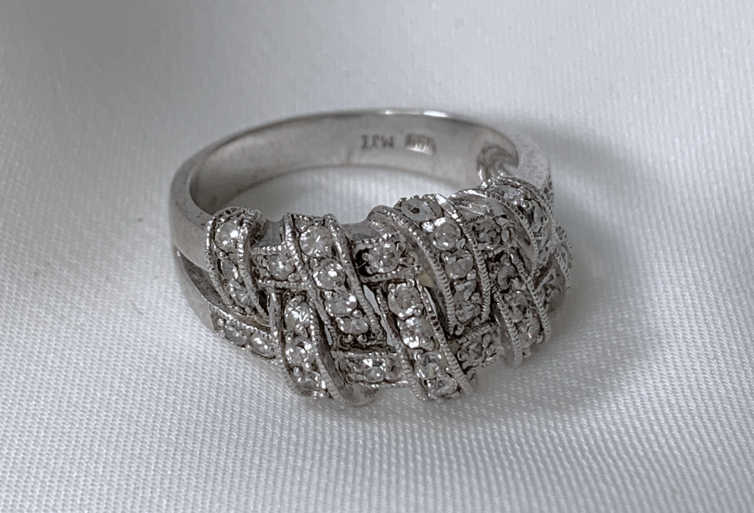 Designer Basketweave Faux Diamond Sparkling Ring RENTAL