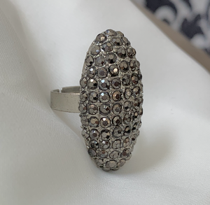 Tall Oval Domed Marcasite Pave Dinner Ring RENTAL