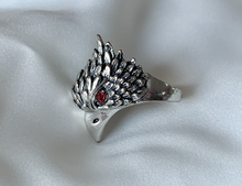 Load image into Gallery viewer, Impressive Hawk Head Heavy Ring w/Red Eyes RENTAL
