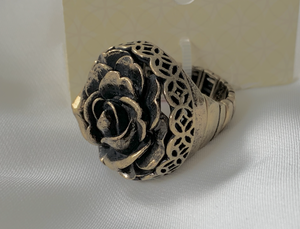 Oversized Antique Brass Rose Ring RENTAL