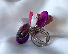 Load image into Gallery viewer, Oversized Floral Dinner Ring w/Abstract Purples RENTAL
